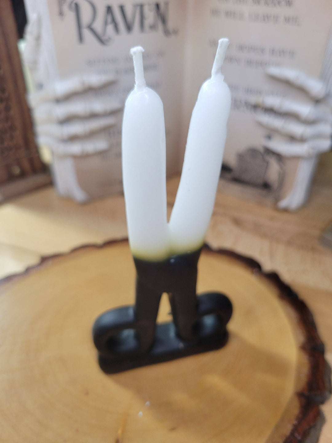 White & Black  Scissors shape candle- Cord cutting