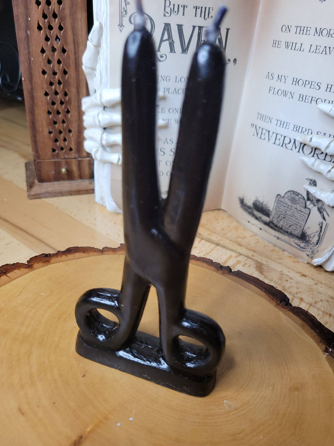 Black  Scissors shape candle- Cord cutting