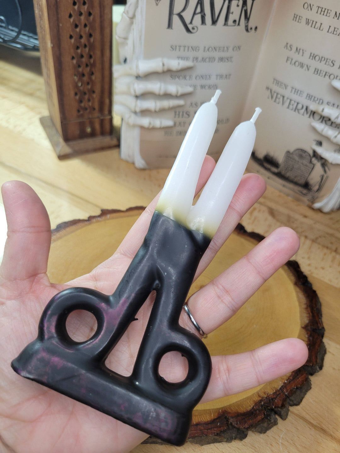 White & Black  Scissors shape candle- Cord cutting