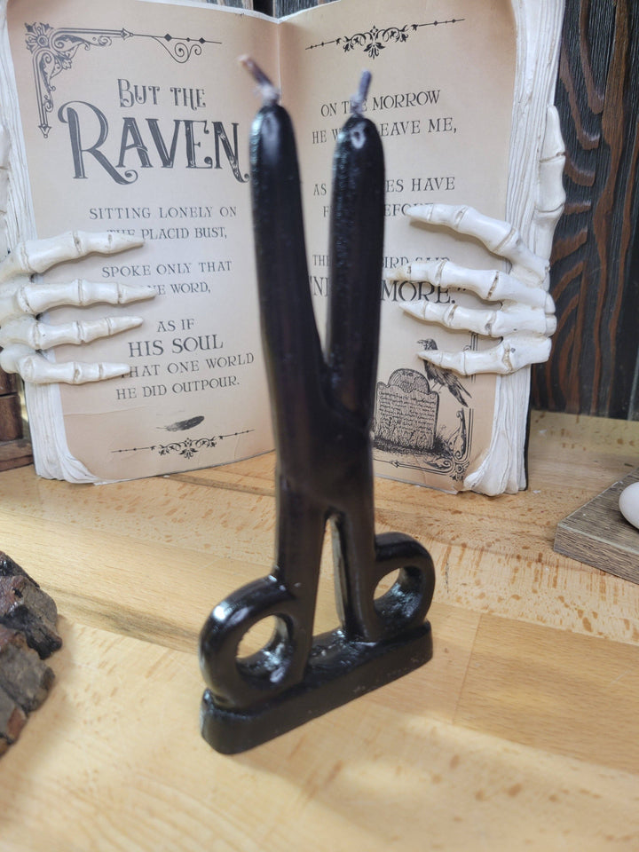 Black  Scissors shape candle- Cord cutting